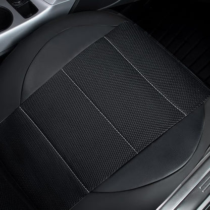 CAR PASS Universal Leather Two Front Seat Covers,Sport seat Covers fits Most Cars, SUVs, Trucks, and Vans Airbag Compatible (Black and Black)