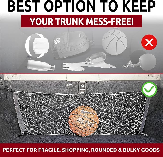 Back Seat Style Automotive Elastic Trunk Mesh Cargo Net for Mazda CX5 S Carbon Premium Turbo 2023-2026 -Premium Trunk Organizer and Storage - Luggage Net for Crossover - Car Organizer for Mazda CX5