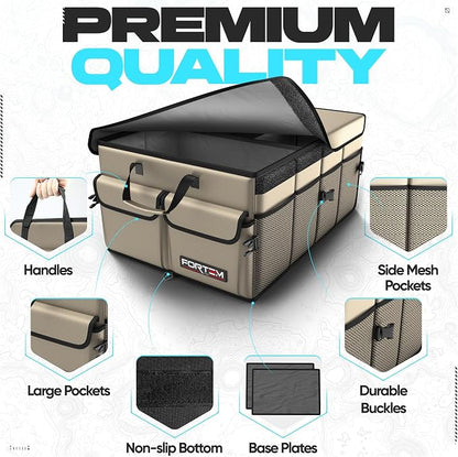 FORTEM Trunk Organizer For SUV Car Trunk Organizer, Foldable Storage, Car Accessories for Women Men, Collapsible Bag, 600D Oxford, Non Slip Bottom, Straps, Soft Cover (50L)