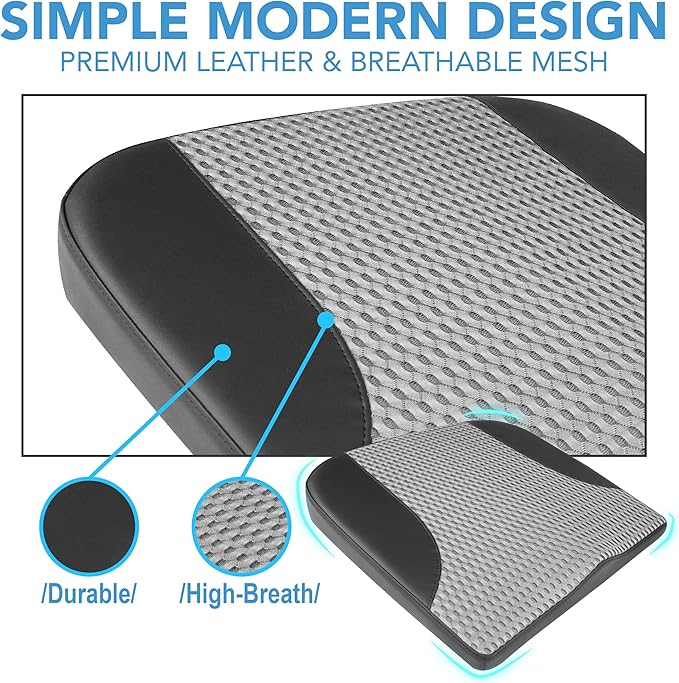 Lofty Aim Car Seat Cushion, Comfortable Memory Foam Seat Pillow for Driving, Sciatica-Back Pain Relief, Cushion for Car-Truck, Office, Wheelchair - Black&Gray