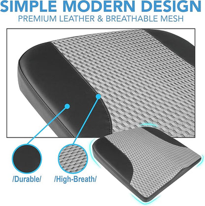 Lofty Aim Car Seat Cushion, Comfortable Memory Foam Seat Pillow for Driving, Sciatica-Back Pain Relief, Cushion for Car-Truck, Office, Wheelchair - Black&Gray