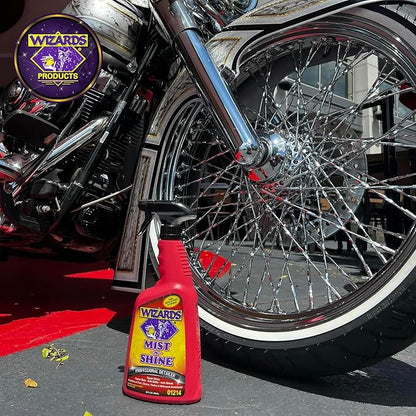 Wizards Mist-N-Shine Professional Car Detailing Spray - Quick Detailer Spray for Cars, Show-Car Gloss, Streak-Free Finish on Paint, Chrome, Glass and Plastic Trim, Wax-Free Formula - 22 oz