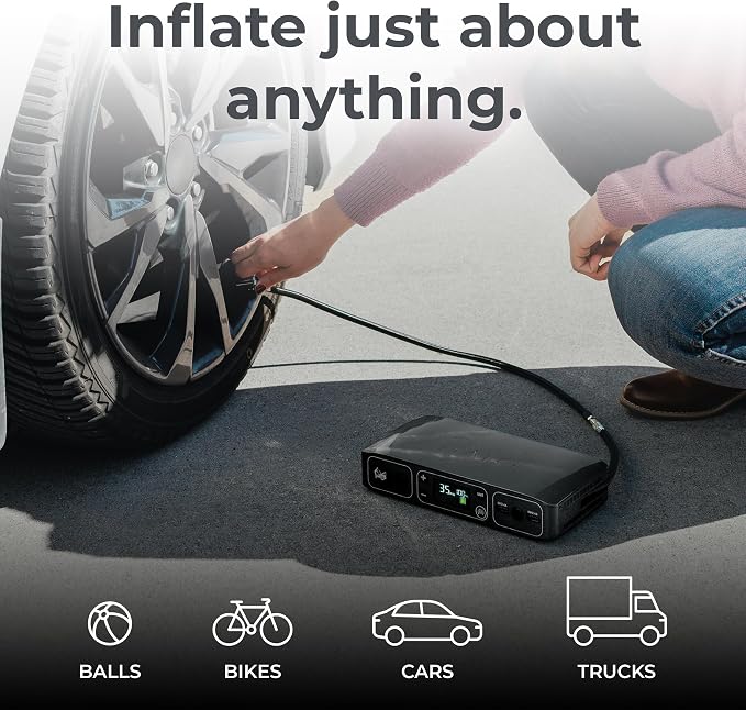 HALO Bolt Air 58830 Portable Car Battery Jump Starter | 100 PSI Air Compressor, 58.8Wh USB Power Bank, Emergency Floodlight & Charger, Jumps Cars SUVs & Trucks, Inflates Tires, TSA Approved — Gray