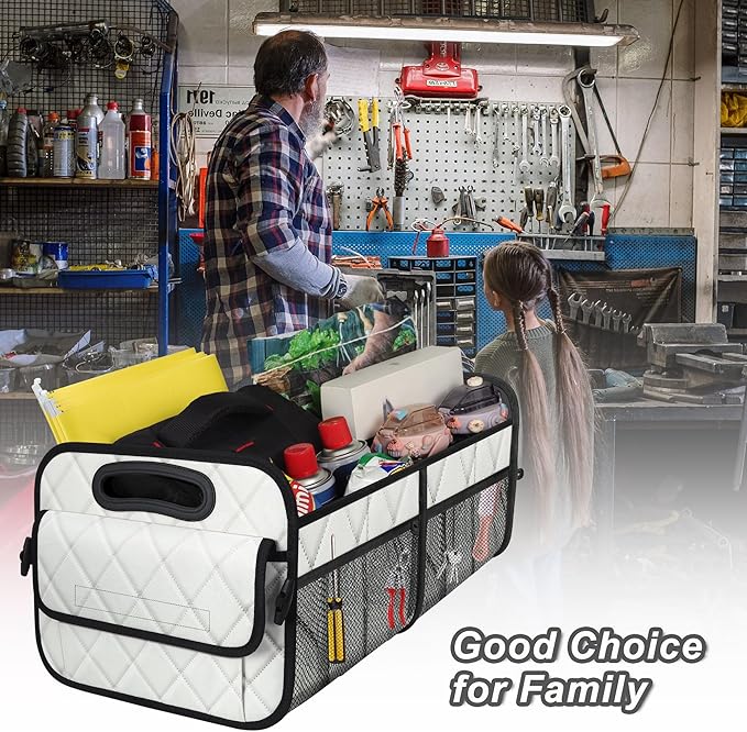 Deosk Trunk Organziers and Storage with Reinforced Handles,Car Accessories for Women/Men 50L Waterproof Polyester Trunk Organzier for Car/SUV/Minivan/Truck(Medium, Beige)