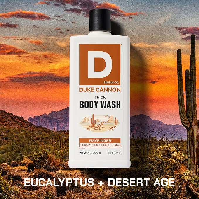 Duke Cannon Supply Co. Thick High Viscosity Body Wash – 3X Thicker, Cleansing Shower and Bath Gel, Mineral-Enriched for Men – Shower Gel – Men’s Body Scrub – Wayfinder (18 oz)