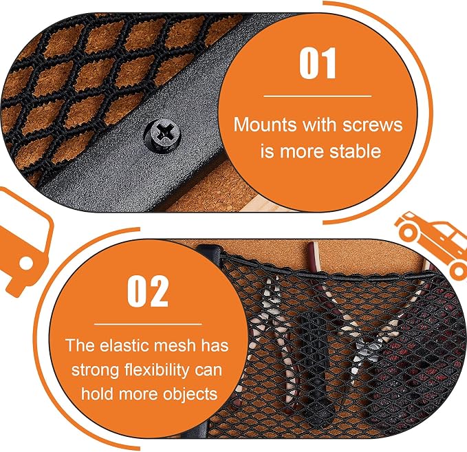 Frienda 2 Pcs Boat Storage Net Bag, ABS Plastic Car Framed Mesh Net Holder, Phone & Cargo Organizer with Screws for Auto, Rv, Boat, Pontoon, Truck Pocket Storage (12 x 8 Inch)