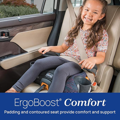Chicco GoFit ClearTex Plus Backless Booster Car Seat, Latch Attachment, Quick-Release Latch Removal, Portable Car Booster Seat for Children at Least 4 Years Old and 40-110 lbs, Sunset/Purple