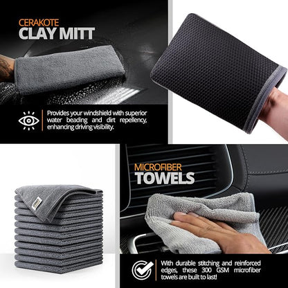Cerakote Pro Ceramic Bundle – Car Wash & Professional Ceramic Kit with Microfiber Towels – Exterior Auto Cleaning & Protection Kit - Prep and Apply Cerakote Professional Ceramic Paint Coating