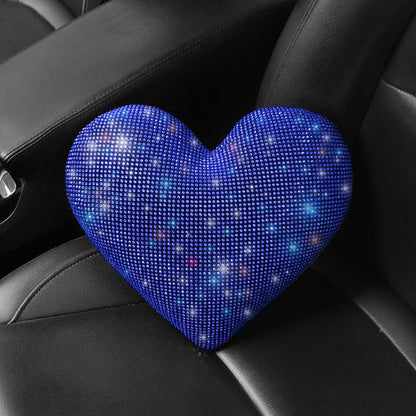 Car Bling Pillows Automobile Headrest Neck Pillow Shiny Diamond Interior Accessories for Women, Girls and Ladies Car Nevk Pillow Rhinestone Universal Fit Blue 2 Pieces