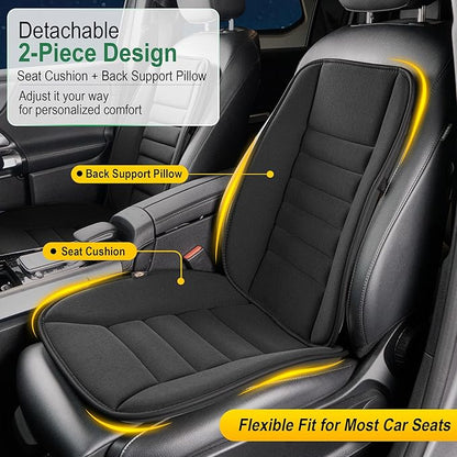 kingphenix 5-Piece Memory Foam Car Seat Cushion Set with Full Back Support Pillow, Comfort for Long Drives & Road Trips, Universal Automotive Comfort for Most Car, Van, Truck, SUV, Black