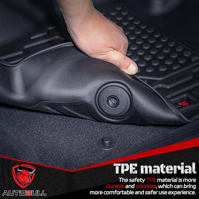 Floor Mats Compatible with 2013-2018 Ram 1500 (19-24 Classic Body only) Crew Cab; 2010-2018 Ram 2500/3500 Crew Cab, All Weather TPE Floor Liners, Custom Fit Car mats, 1st & 2nd Row, Black