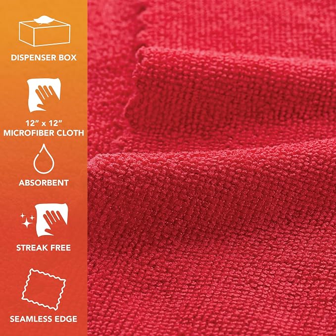 Arkwright Smart Rags Microfiber Cleaning Cloths Bulk, Case of 400, Lint Free 180 GSM Reusable Towels for Auto, Office and Household Cleaning, 12 x 12 in, Red