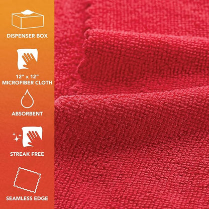 Arkwright Smart Rags Microfiber Cleaning Cloths Bulk, Case of 400, Lint Free 180 GSM Reusable Towels for Auto, Office and Household Cleaning, 12 x 12 in, Red