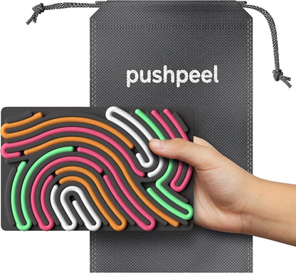 Pushpeel Sensory Activity Board: Silicone Fidget Toy for Calming, Stress, Anxiety, ADHD & Autism | Silent, No Mess | Kids 3+ & Adults | Includes Portable Travel Bag & 11 Strings (Granite)