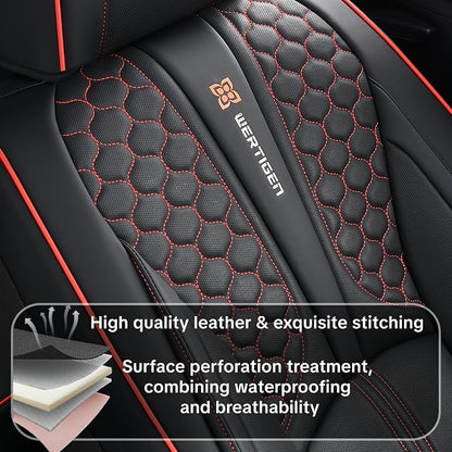 Car Seat Cover Set Interior Accessories Waterproof Leather with Lumbar Support Airbag Compatible Non-Slip 5-Piece Complete Set Pet-Friendly Car Seat Covers Fits Most Vehicle Models