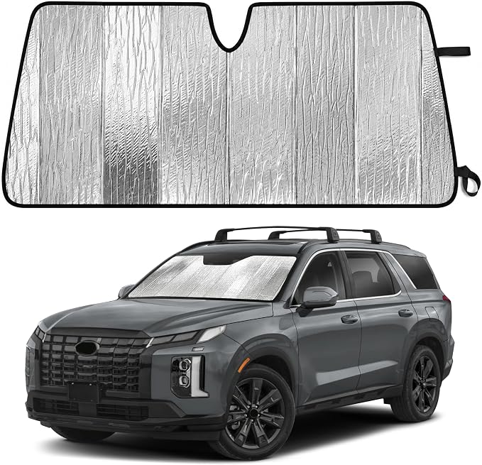 EcoNour Accordion Foldable Windshield Sun Shade Fit for Hyundai Palisade 2020-2024 2025 2026 Sunshade, Front Car Window Shades Sun Visor, Blocks UV Rays & Heat, Car Accessories