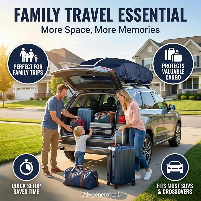 Roof Box Cover, Heavy-Duty 600D Oxford Fabric that is Waterproof, dustproof, UV-Resistant, and Scratch-Resistant, Roof Box Covers Universal Fit for Thule, Perflex, Yakima Brands. (69x35x17 inches)
