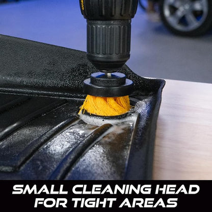 VIKING Drill Powered Carpet Cleaning Brushes for Car, Interior Cleaning Brush, Black and Yellow, 2 Pack