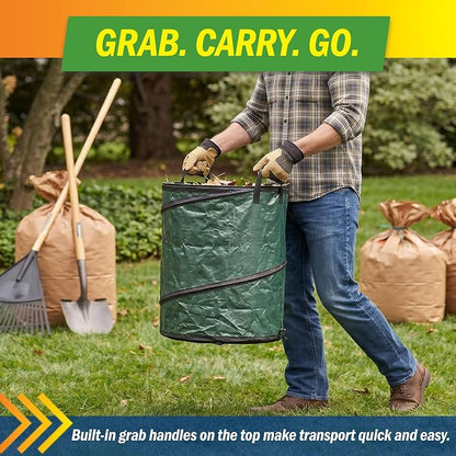 29.5-Gallon Pop up Outdoor Garbage Can Set - Set of 2 Collapsible Trash Cans for Parties, Yard Waste, or Laundry - Camping Accessories by Wakeman