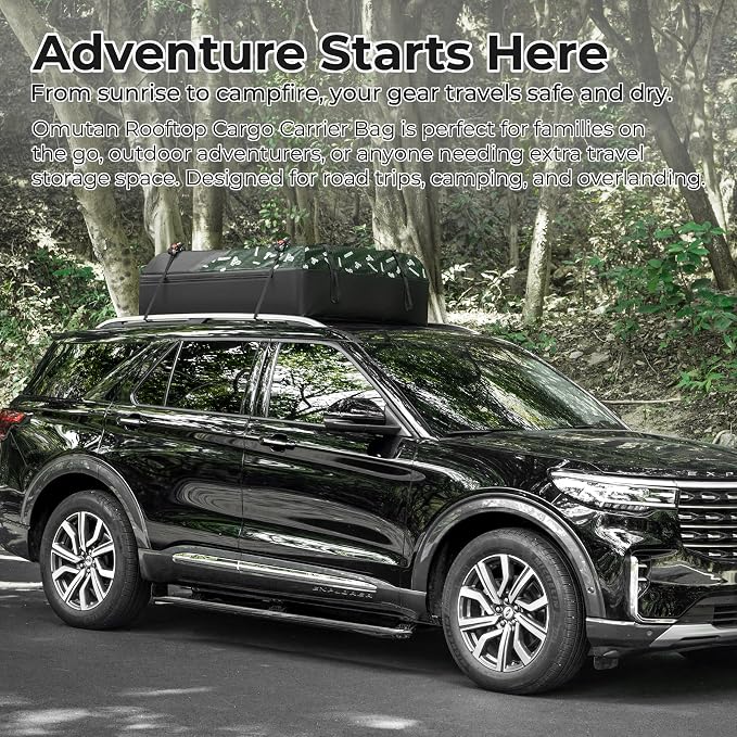 Soft Shell Car Rooftop Cargo Carrier 21 Cubic Feet Waterproof Car Roof Top Bag Roof Rack Luggage Cargo Storage for Universal Vehicles with/Without Rack Include Tie-Down Straps