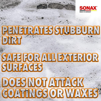 SONAX Car Wash Shampoo Concentrate 314300 | High-Foaming pH-Neutral Formula for Effective Cleaning | Safe on All Paint Wax Sealants & Coatings | Removes Dirt Grime and Road Film | 1L (33.3oz)