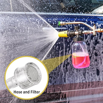 FENG PAI Foam Cannon for Pressure Washer with Dual-connector Accessory, 7 Power Washer Sprayer Nozzles, 1/4" Quick Connect Double Tip Attachment Soap Bottle Sprayer Soap, 3600 PSI (Clear)