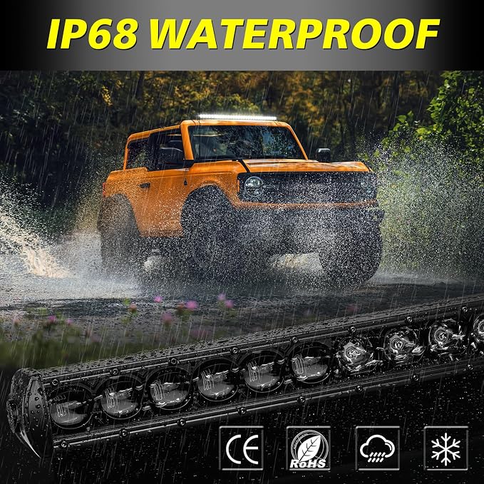 40" 210W Single Row LED Light Bar w/Wiring Harness Black Cover | OSRAM LEDs Off Road Driving Lights Slim Bumper Hood Roof Light Kit for Trucks Pickup UTV SUV Wrangler Can-Am