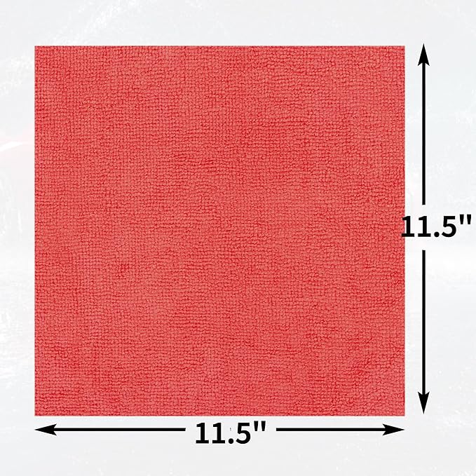 Shop Towels Rags, 100 Pack Microfiber Cleaning Cloth Bulk Absorbent Detailing Rags, Lint-Free Microfiber Towels for Cars, Mechanic, Shop, Garage & Housekeeping 11.5"*11.5" Red