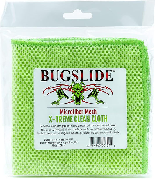 Bugslide Microfiber Mesh X-Treme Cleaning Cloth - Cleans and Polishes all Vehicle Surfaces without Scratching, Waffle Weave for Extra Cleaning Power, Use with all Bugslide Cleaning Products