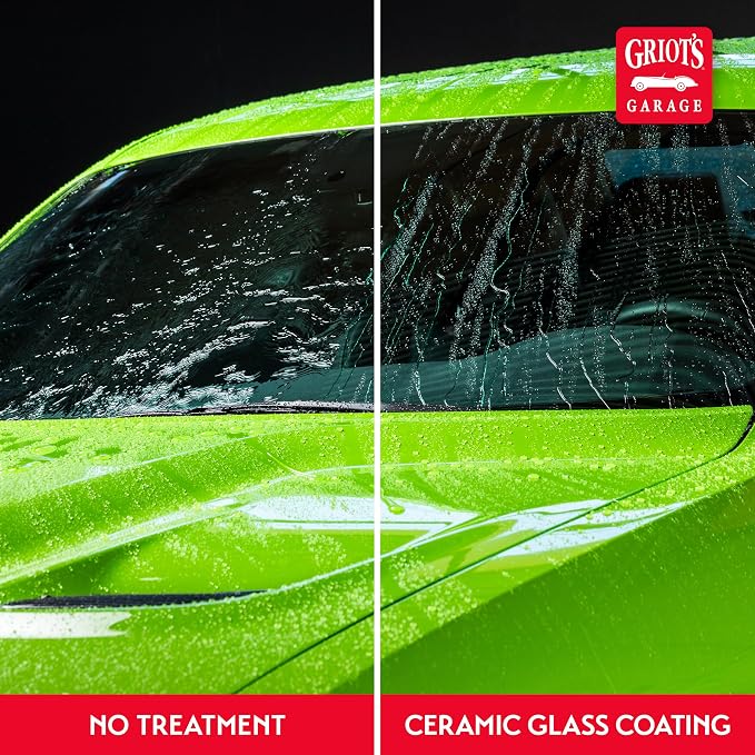 Griot's Garage Ceramic Glass Coating Kit for Cars, SiO2 Hydrophobic Sealant for Windshields and Auto Detailing, Includes Applicator Pad and Microfiber Towels, 10867