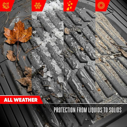 Motor Trend FlexTough LITE Rubber Car Mats Full Set - All Weather Floor Mats for Trucks, Cars & SUVs - Automotive Waterproof Gray Car Floor Mats for Cars Interior Accessories Universal Trim-to-Fit