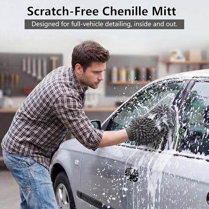 Car Wash Mitt,Detailing Ultra-Soft Chenille Microfiber Auto Gloves,Scratch-Free&Lint-Free,Safe for Trucks,SUVs, RVs&More