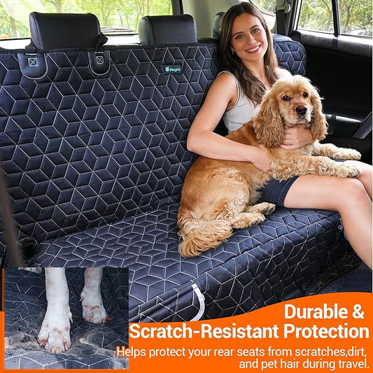 Meginc Dog Car Seat Cover for Back Seat, Waterproof Non-Slip Bench Protector for Dogs, Durable 600D Scratch Proof Seat Cover for Hair, Scratches, Travel and Daily Use in Mid-Size Cars, Mid-Size SUVs