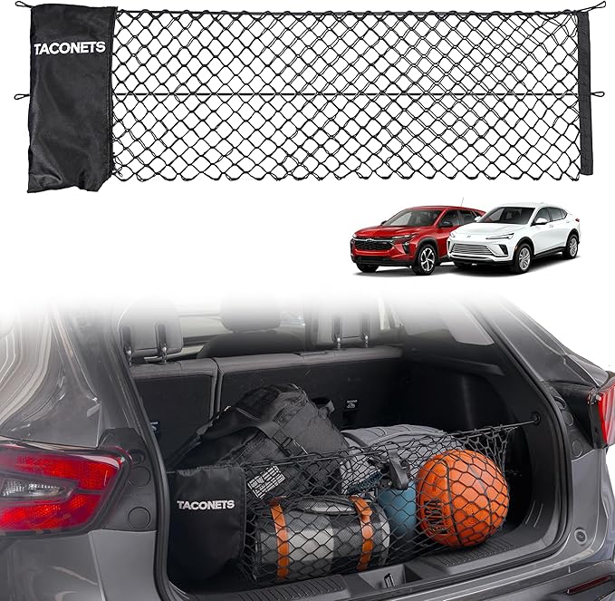 TacoNets Envelope Cargo Net for Chevy Trax/Buick Envista - Fits 2024-Current - Upgraded 5mm Bungee - Integrated Storage Bag - Heavy Duty Hooks - Designed in USA