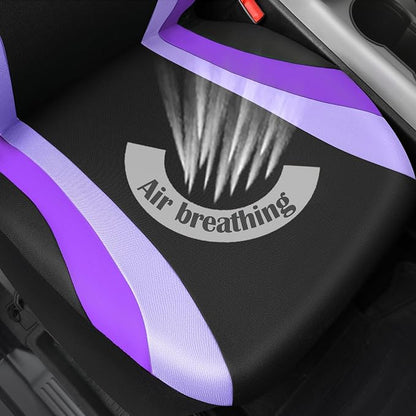 CAR PASS Line Rider Sporty Front Seat Covers,Purple Car Seat Covers Two Front Seats Only for Cute Women Girl, Airbag Compatible,Universal Fit Sedans,Cars,Vans,SUV,Truck(Black and Purple)