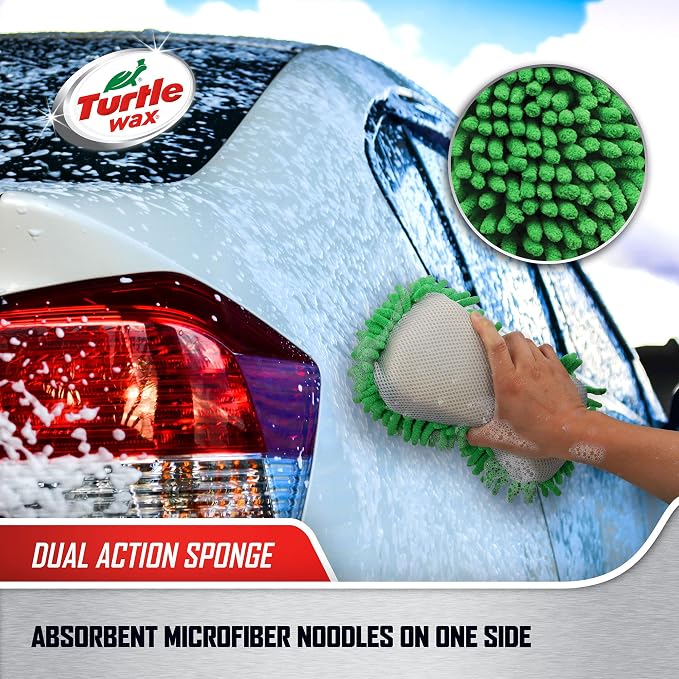 Turtle Wax 3-Piece Essential Microfiber car wash kit with Sponge, Glass Cloth, and Drying Cloth