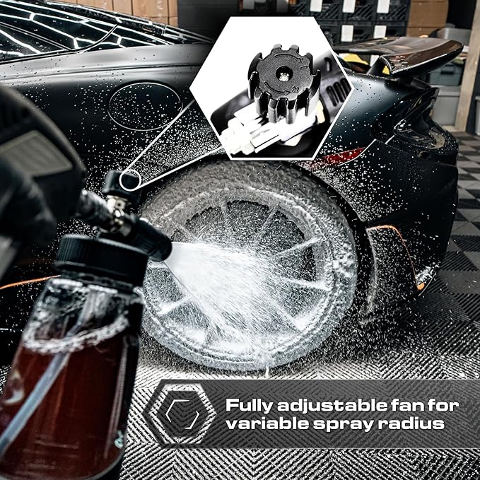 BLACKLINE® ULTRA Series Foam Cannon 3.0, Adjustable Snow Foam Lance for Pressure Washer, Heavy-Duty Car Wash Foam Cannon with 1/4" Quick Connect, Wide Mouth Bottle, High-Output Thick Foam Spray