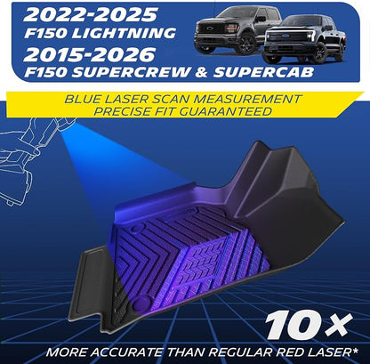 Michelin Vehicle Mats, All-Weather TPE Custom Fit Liner for 2015-2026 Ford F150/2022-2025 Lightning SuperCrew & Super Cab Carpet Floor, First Row, Premier
