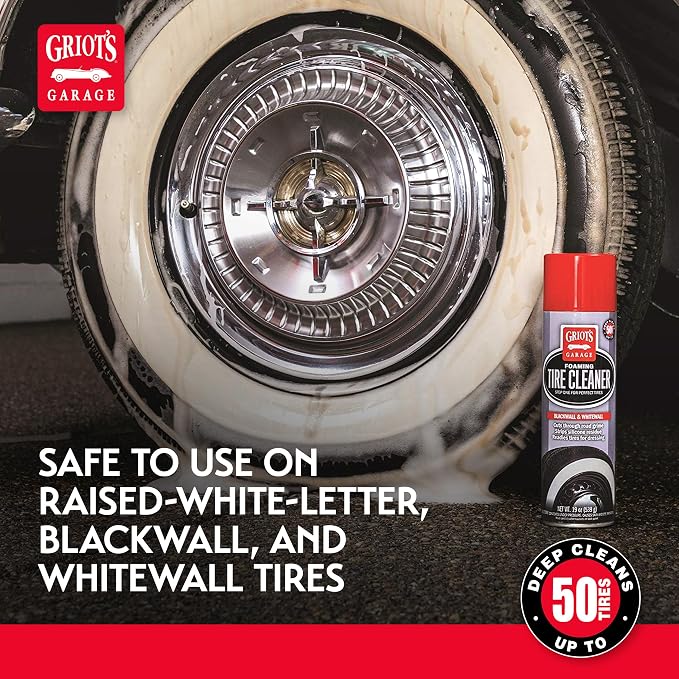 Griot's Garage Foaming Tire Cleaner, Removes Silicone Residue and Grime on Car, Truck, Motorcycle, and RV Tires, Safe for Whitewall Tires, 10952, 19oz
