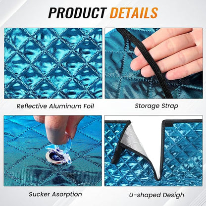 Windshield Sun Shade Car Sun Shade, Folding Car Shades for Front Windows, Blocks UV Rays Sun Visor Protector for Truck SUV Van, Keeps Vehicle Cool - Silver (55" x 29.5")