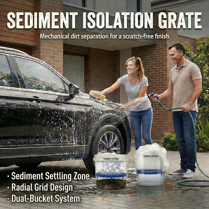 10.4" Heavy Duty Car Wash Bucket Insert (2-Pack) & Wash Mitt Kit - 10.6 oz Detailing Dirt Separator & Grit Trap, Scratch-Free Auto Wash, Fits 3.5 to 5 Gallon Buckets (Black Kit)