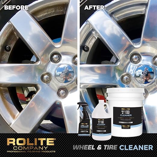 Rolite Wheel Tire Cleaner 16 Fl. Oz. Acid-free Brake Dust Remover Safe for Clear Coats All Finishes Road Grime