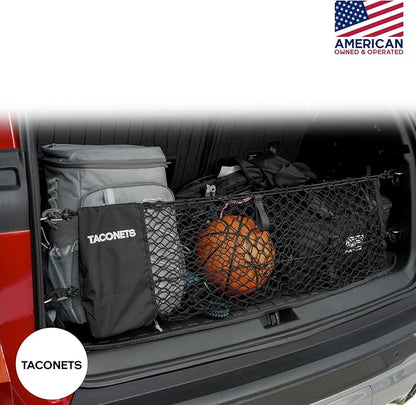TacoNets Envelope Cargo Net for Acadia/Traverse/Enclave - Fits 2024-Current - Upgraded 5mm Bungee - Integrated Storage Bag - Heavy Duty Hooks - Designed in USA