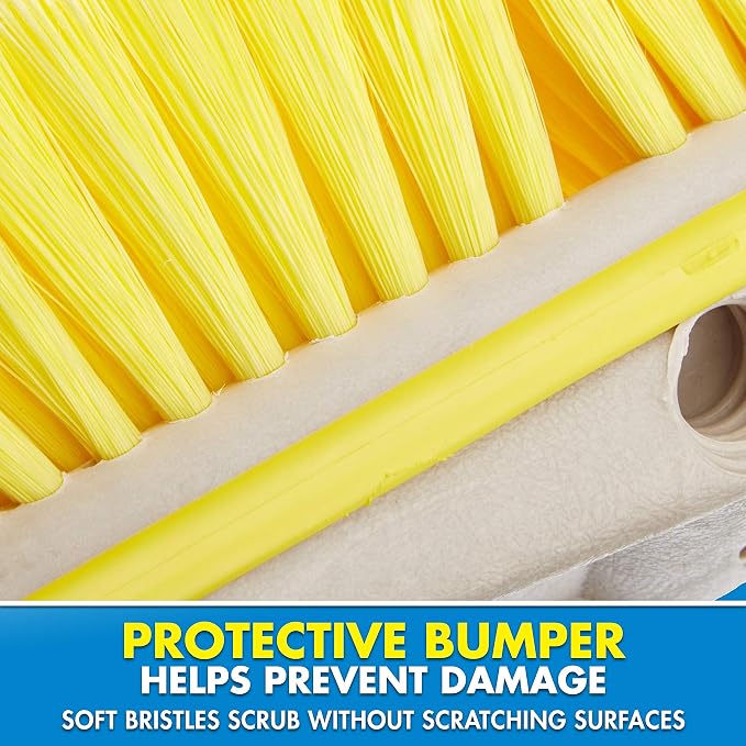 STAR BRITE Premium 8" Soft Brush Head W/Bumper - Dual Connections Fit Either Standard 3/4" Threaded Poles or Extend-A-Brush Handles (Soft) (Yellow) (040161)