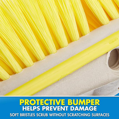 STAR BRITE Premium 8" Soft Brush Head W/Bumper - Dual Connections Fit Either Standard 3/4" Threaded Poles or Extend-A-Brush Handles (Soft) (Yellow) (040161)