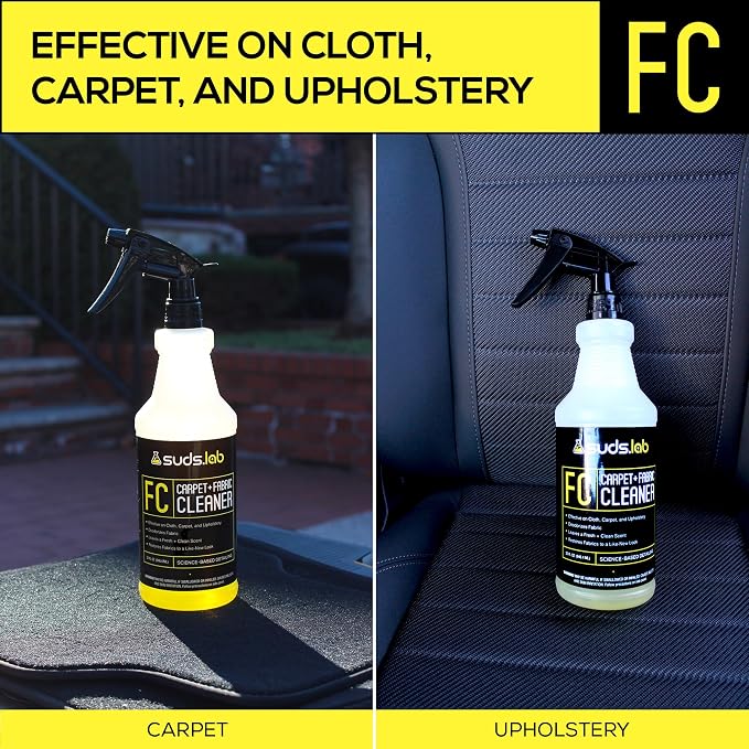 Suds Lab FC Carpet & Fabric Cleaner Interior Upholstery, Car Detailing for Seat, Cloth, Stains and Removes Odor with Clean Fresh Scent, 32oz.