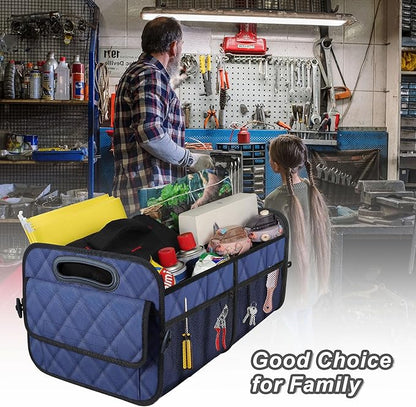 Deosk Car Trunk Organizer for SUV, Car Organizers and Storage with Reinforced Handles, Car Accessories for Women/Men 50L Waterproof Polyester Trunk Organizer(Medium, Dark Blue)