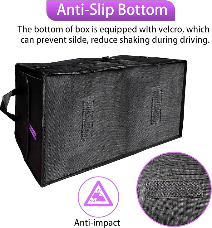 YOSRTER for Dodge Charger Durango Challenger Ram Car Trunk Organizer Collapsible Storage Box with Handle Foldable Lid Non Slip Bottom Sturdy Base Panel 2 Compartment Purple Trim