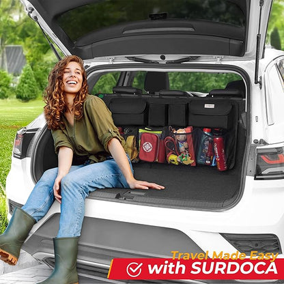 SURDOCA Car Trunk Organizer, LARGE CAPACITY Car Storage Bag with 8 Pockets, 7X Upgraded Trunk Storage Organizer for Car, SUV, Truck, MPV
