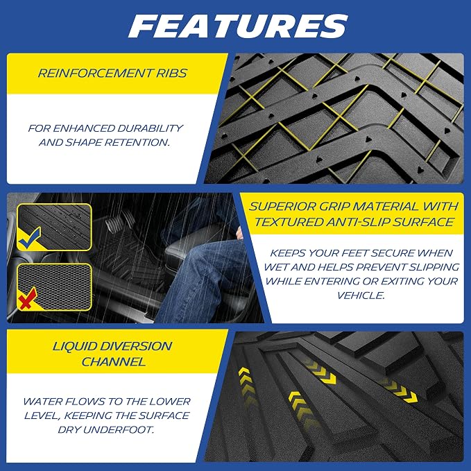 Michelin Vehicle Mats, All-Weather TPE Custom Fit Liner for 2017-2026 Ford F250/F350/F450/F550 Crew Cab Bucket Seat W/Under Seat Storage Carpet Floor, Elite